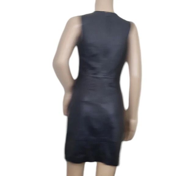 Madewell Paneled 100% Leather Shift Dress Black Jumper Style 05166 - Picture 3 of 5